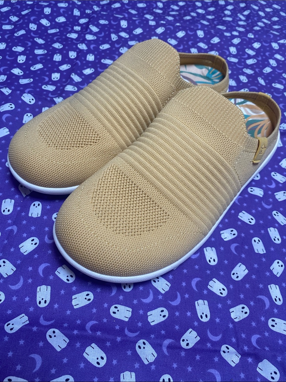 Comfort Slip-On Mules in Tan Knit